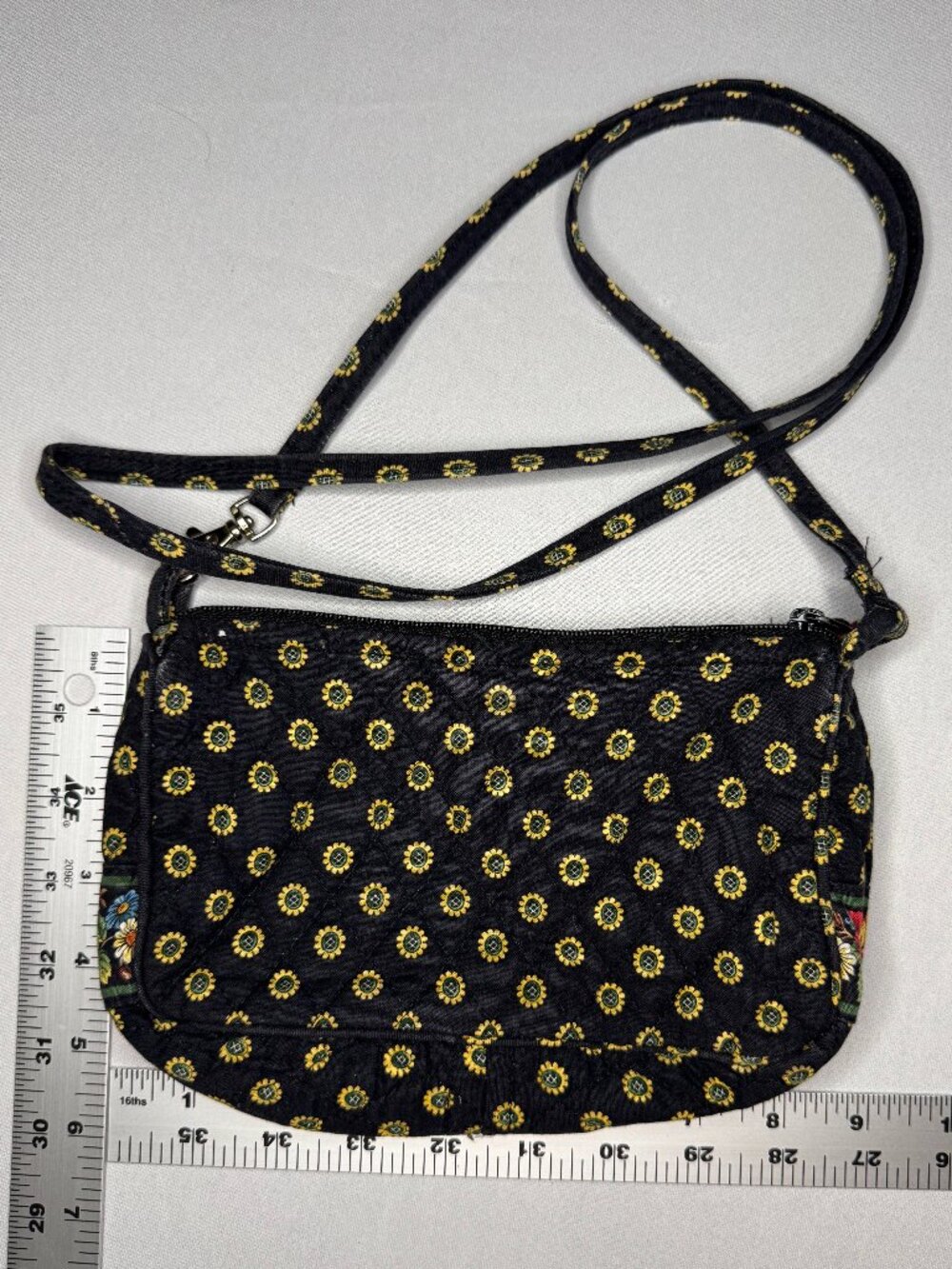 Vintage Vera Bradley Black Sunflower Small Crossbody